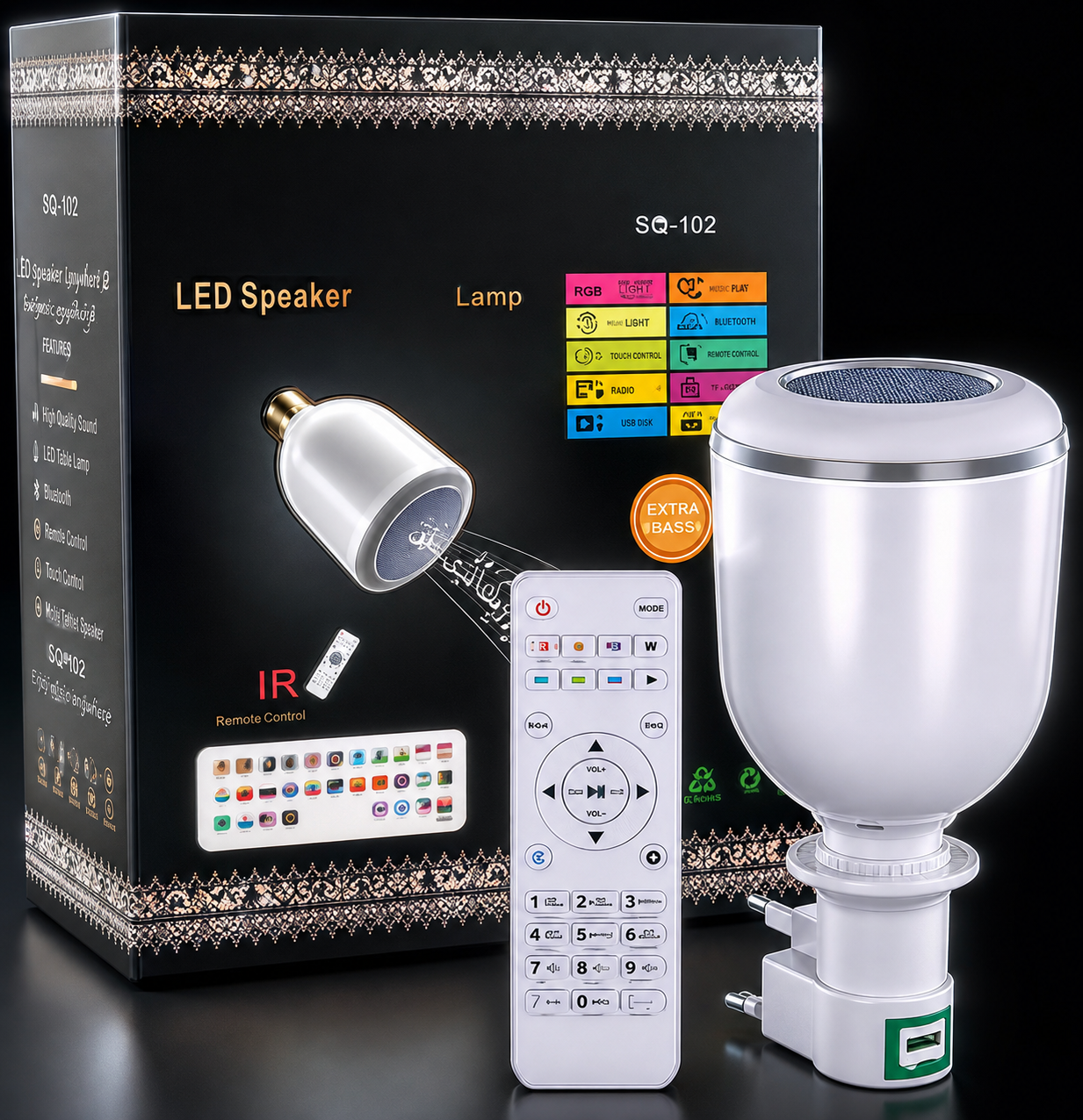 CRONY Quran LED Lamp with Speaker, SQ-102, Package may vary
